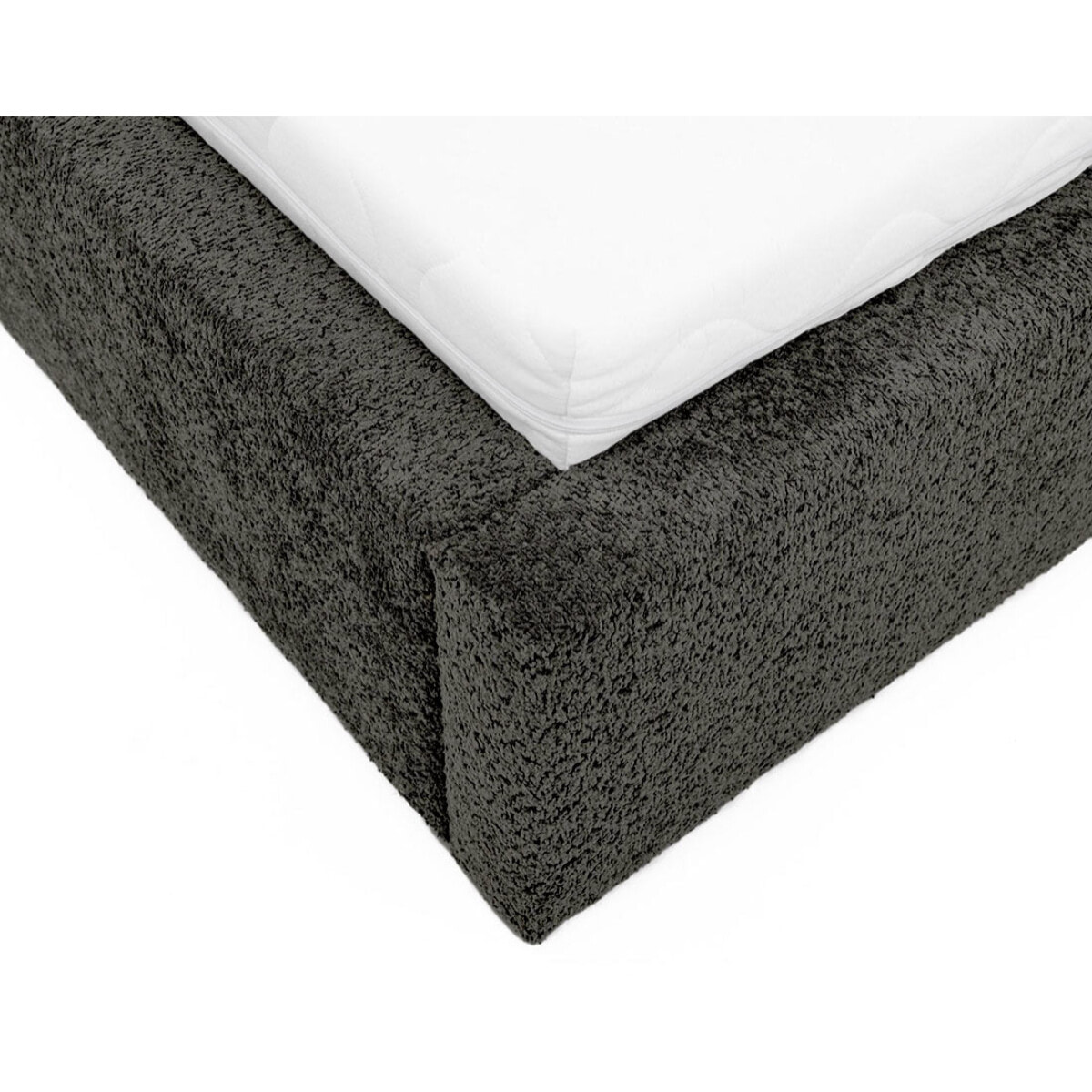 Orane - lit coffre - 160x200 cm - en tissu bouclette - Gris Anthracite