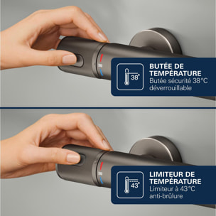 Mitigeur thermostatique Bain Douche 1/2 - Hard Graphite brossé