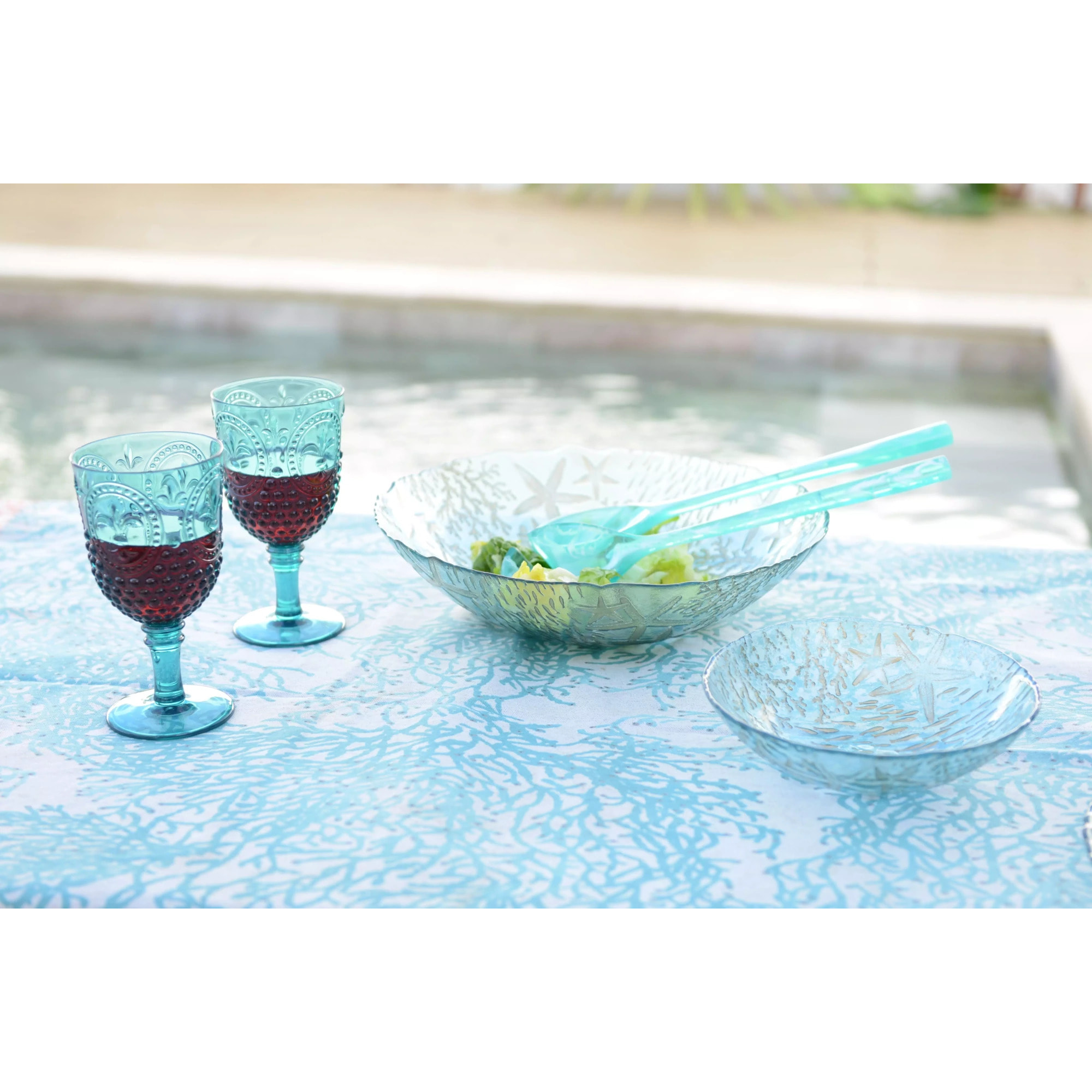 Lot de 6 BOL EN VERRE BLEU MER 20X20X6CM