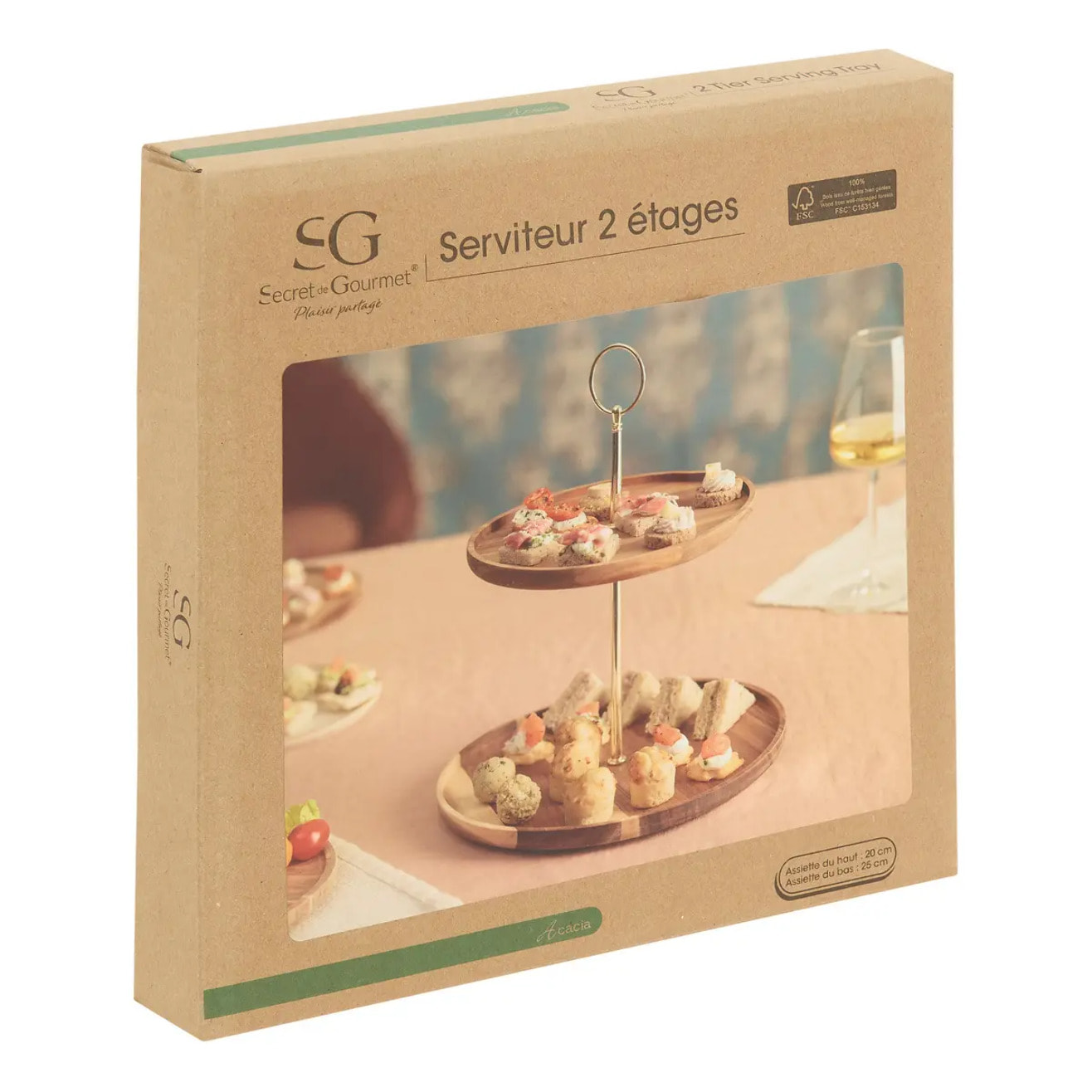 Serviteur de table Mina marron D25xH29,7cm