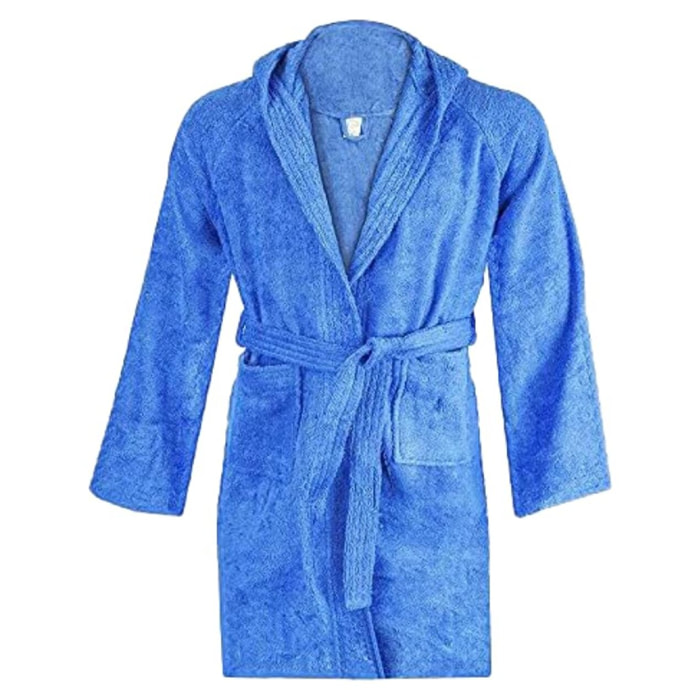 INTRECCI Accappatoio Bambino e Bambina, Accappatoio Spugna di Cotone, 4/6 Anni, Assorbente, Morbido, per Pelli Sensibili, Certificato Oeko-Tex. Colore: Blu