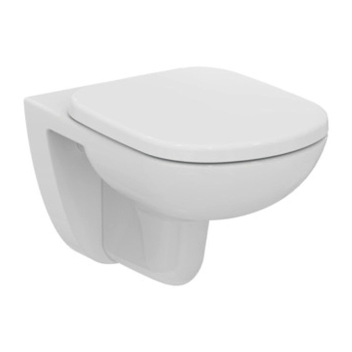 Pack WC Bati-support Geberit Duofix + Cuvette suspendue Porcher sans bride + Abattant Ideal Standard ASTOR + Plaque blanche (Por