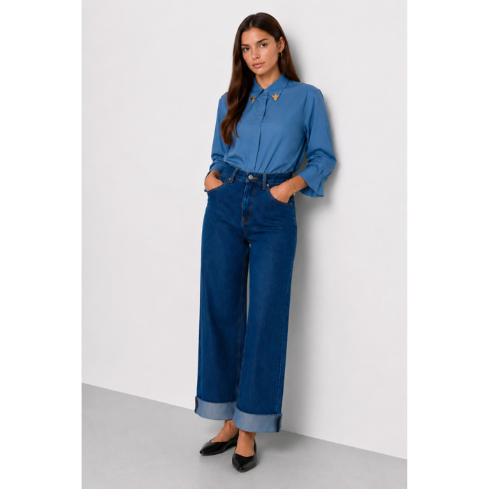 Kocca - Jeans a vita alta e gamba larga in 100% cotone Donna