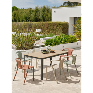 BOSTON - Ensemble repas de jardin 6 places en aluminium gris anthracite
