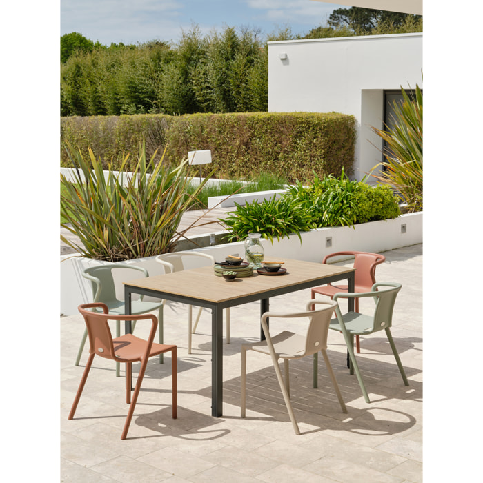 BOSTON - Ensemble repas de jardin 6 places en aluminium gris anthracite