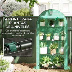 Invernadero de Exterior Invernadero Pequeño de 4 Niveles con 4 Estantes Puerta Enrollable Cubierta de PE y Marco de Acero para Cultivos Plantas Flores 105x45x160 cm Verde