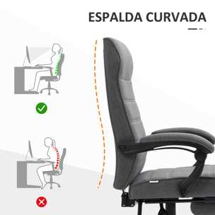 Silla de Escritorio Reclinable Silla de Oficina Giratoria con Altura Ajustable Reposapiés Retráctil y Reposabrazos Silla para Estudio Carga 120 kg Gris