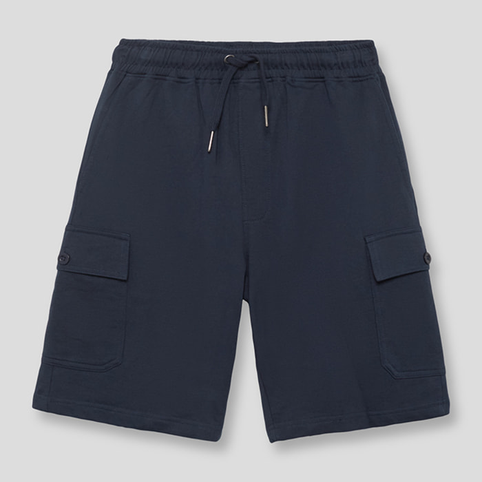 Bermuda Cargo Color Azul Marino para Niño Shorts de Bolsillo Multiuso con Cintura Elástica y Cordón Ajustable | Color: Marino | Street Monkey