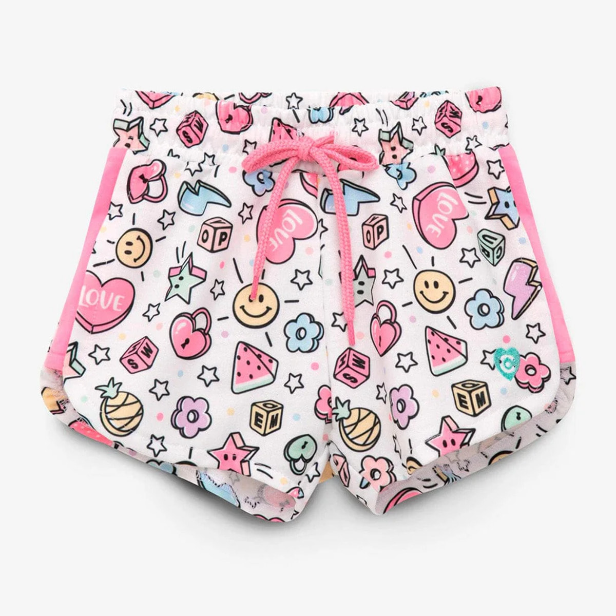 Pantalón corto de felpa con estampado de cuentas de colores para niña