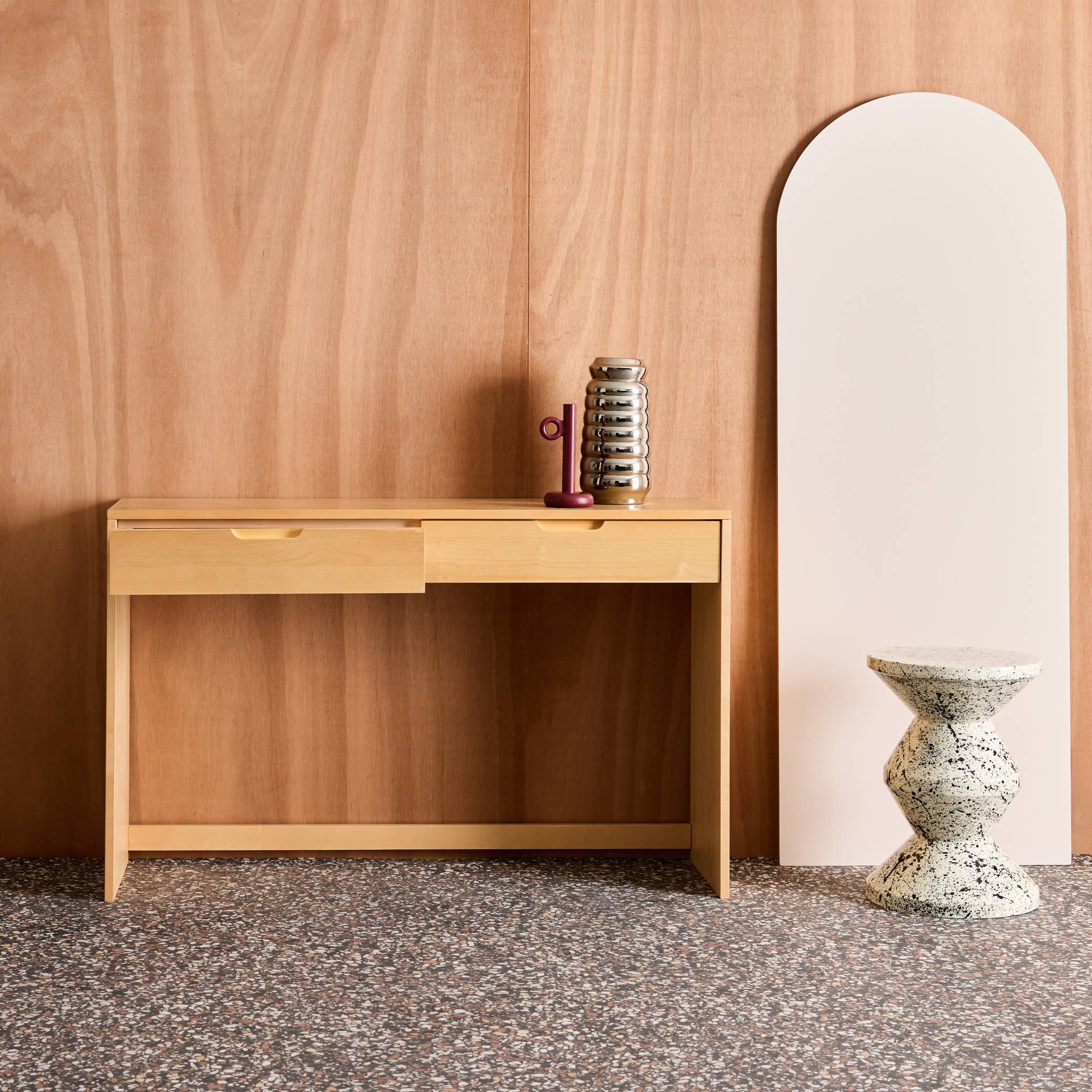 Console décor bois 2 tiroirs 120cm TANIA