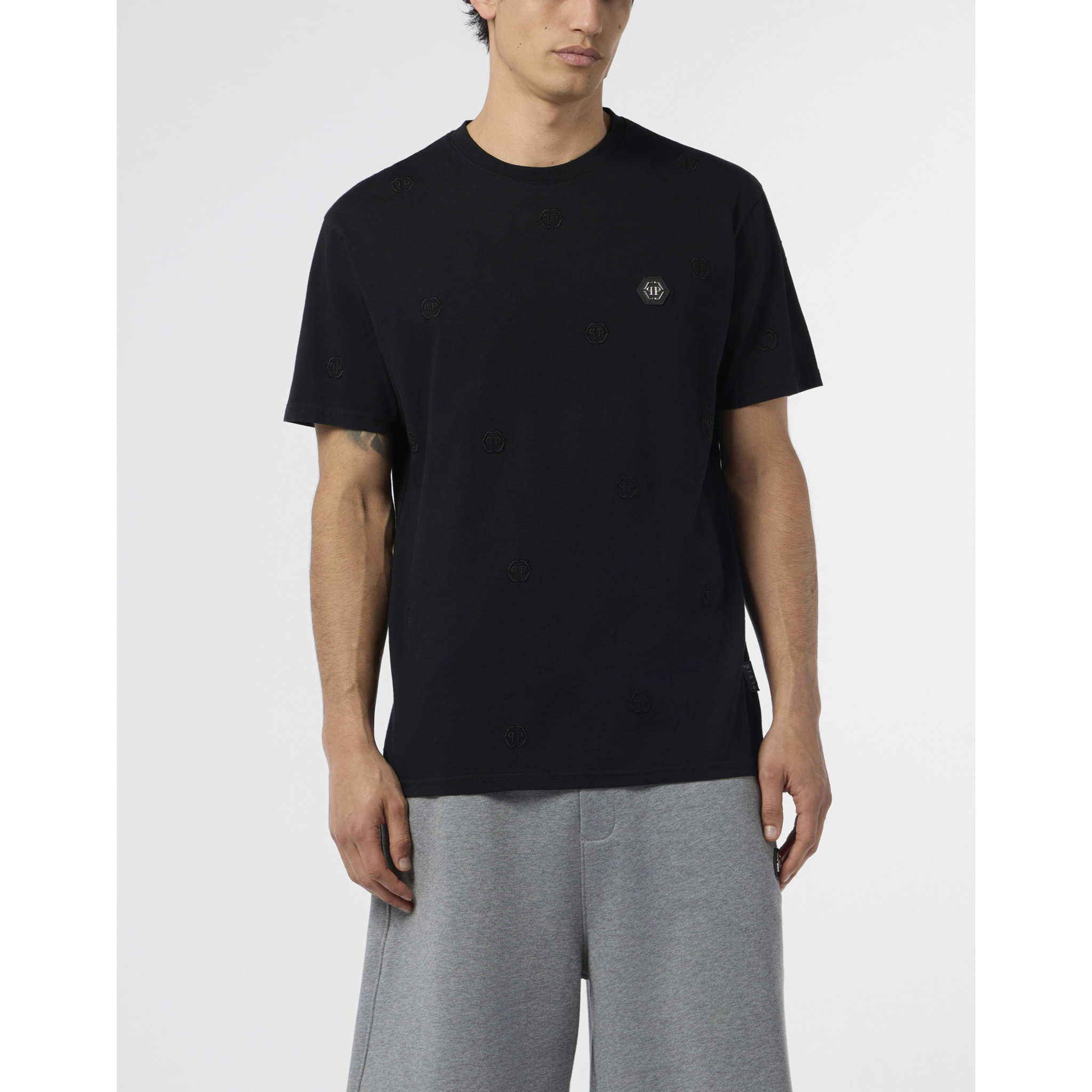 PHILIPP PLEIN Embroidered Round Neck T-Shirt Monogram Monogram