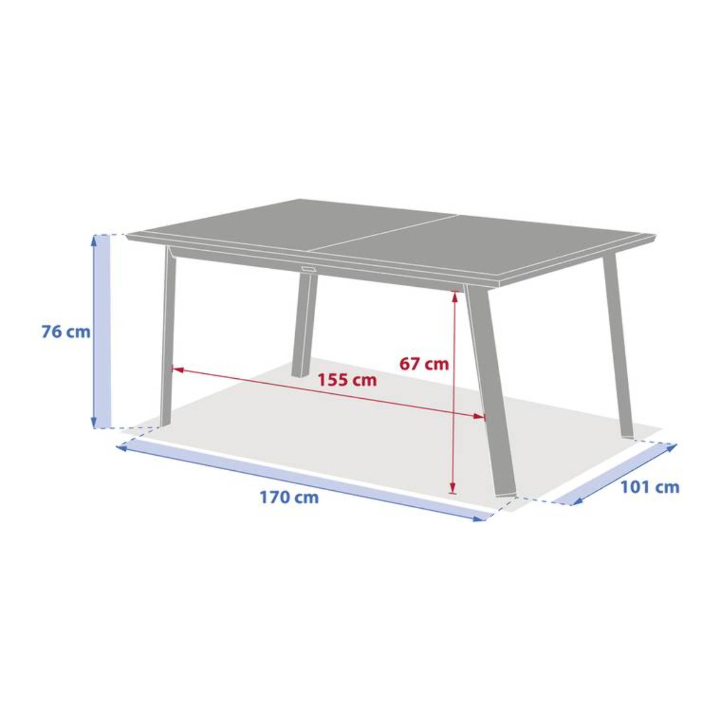 Table de jardin 10 places Pavane extensible gris graphite