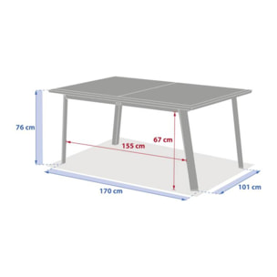 Table de jardin 10 places Pavane extensible gris graphite
