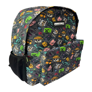 Minecraft Pixel 25 Mochila Americano adaptable a carro.