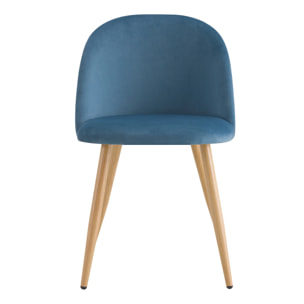 Lot de 2 chaises en velours bleu et pieds en métal - Cozy