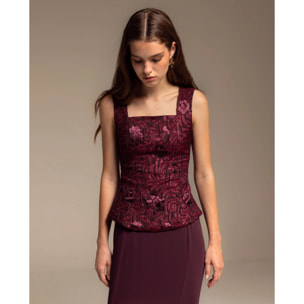 Top estilo corpiño de tirantes con brocado de mujer