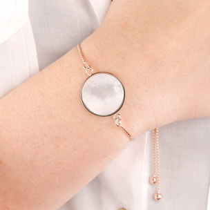 Bracciale Regolabile Catena Veneziana con Tondo in Madreperla Bianca