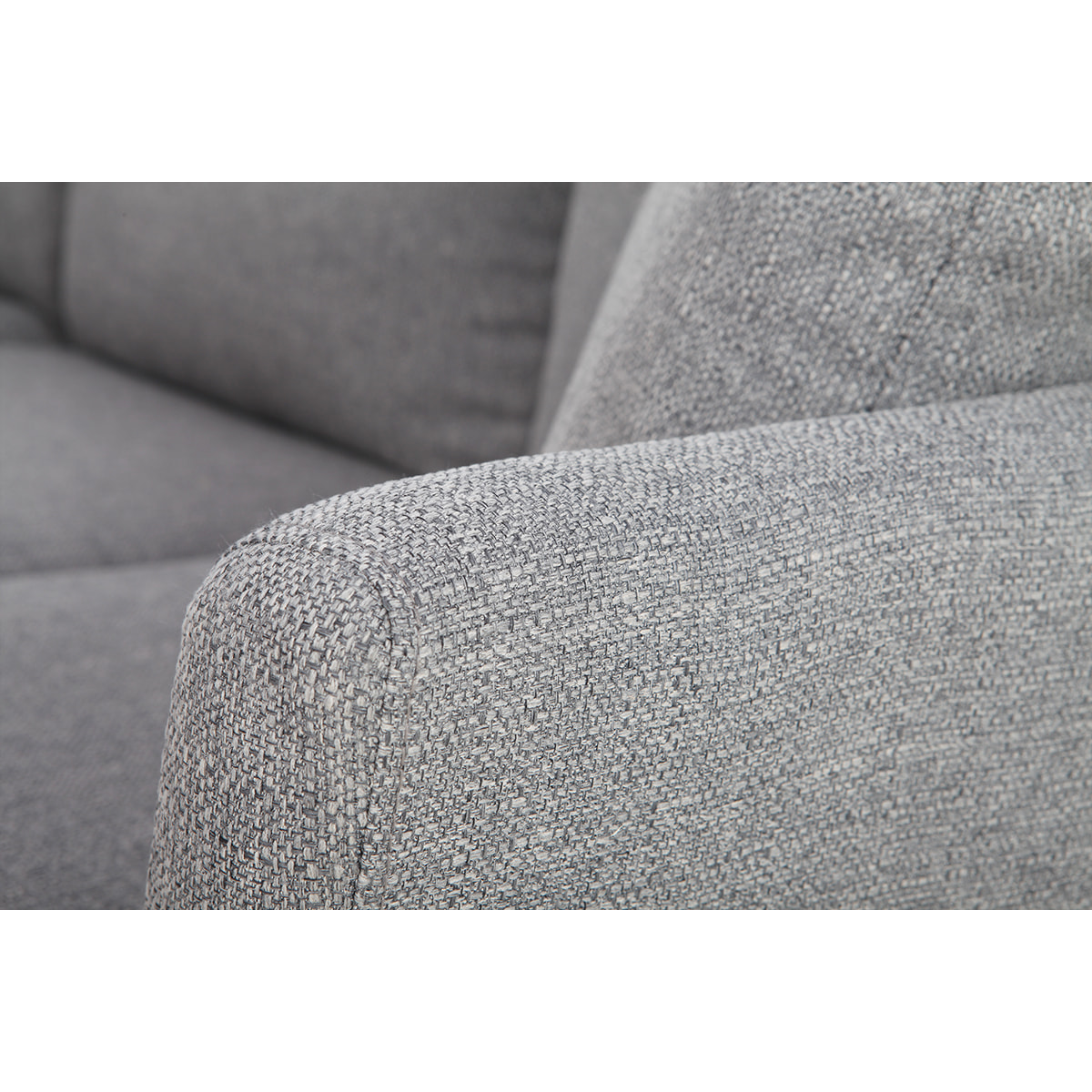 Canapé d'angle déhoussable scandinave 5-6 places en tissu gris clair et bois clair OSLO