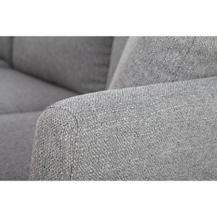 Canapé d'angle déhoussable scandinave 5-6 places en tissu gris clair et bois clair OSLO
