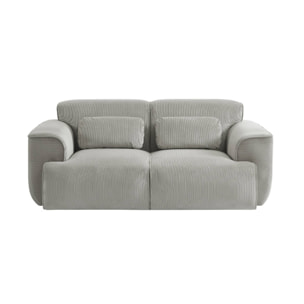 Canapé Wallas. 2 places. tissu velours côtelé gris clair L 180 x P 98 x H 73cm