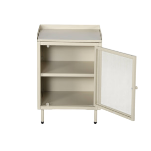 Table de chevet industrielle métal crème 1 porte grillagée. 40 x 37 x 58.5 cm - Ohio