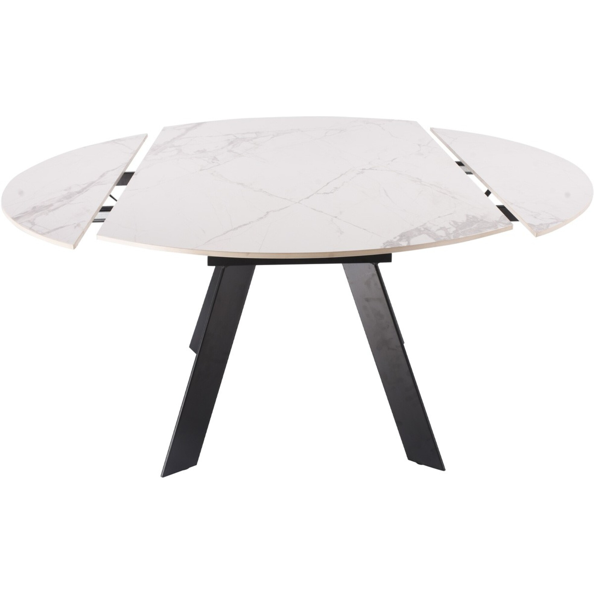 Table à manger ronde extensible 3/6 couverts en céramique effet Marbre - CIRCE