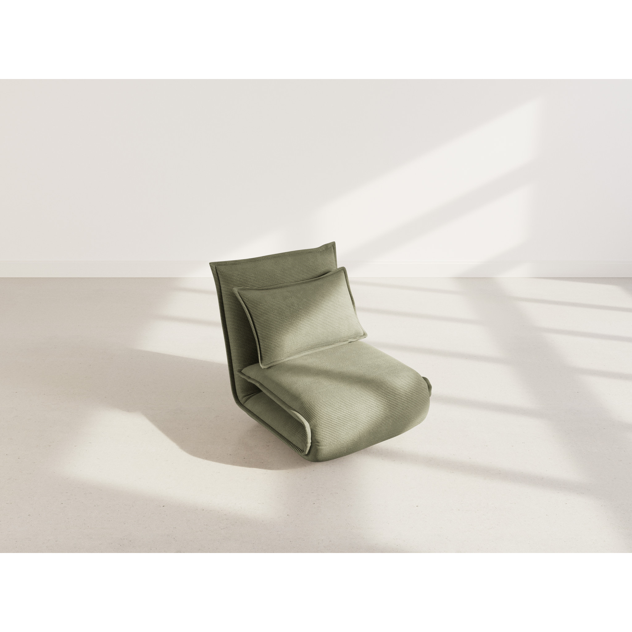 Candice - Banquette 1 place convertible clic-clac en velours côtelé - Vert