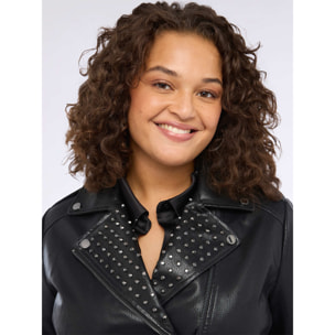 Fiorella Rubino - Giacca biker con borchie e zip asimmetrica - Nero