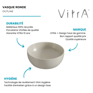 Vasque ronde recyclée Outline compact beige mat 41x41 cm