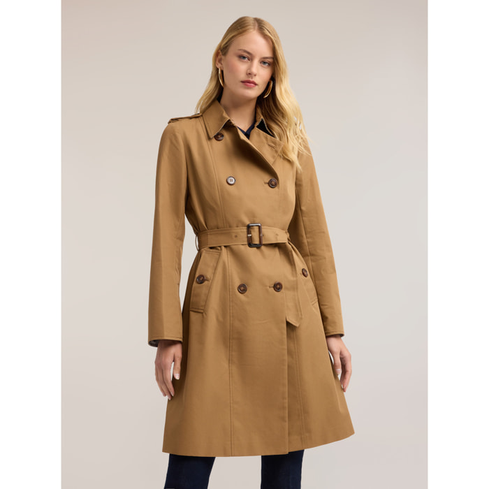 Motivi - Trench cinturato doppiopetto misto cotone - Marrone