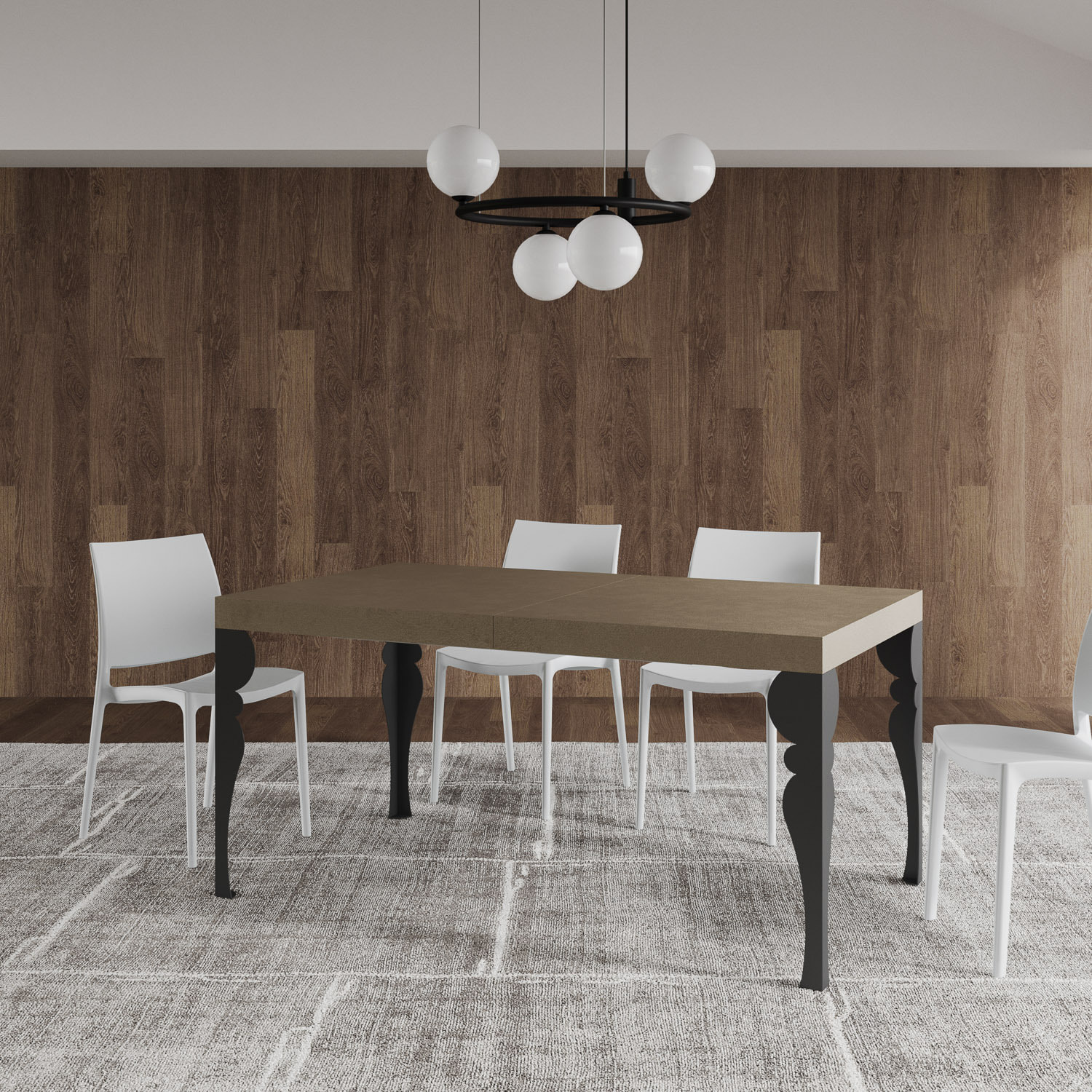 Tavolo allungabile 90x160/420 cm Paxon tortora gambe antracite