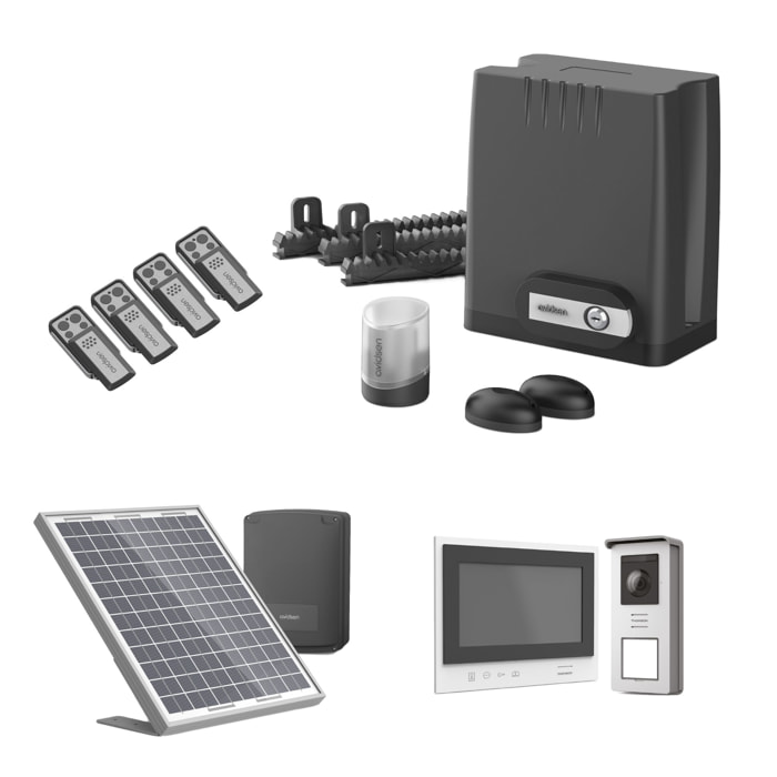 Kit 100% solaire moteur coulissant Avidsen OREA550 + visiophone sans fil Thomson AIr -