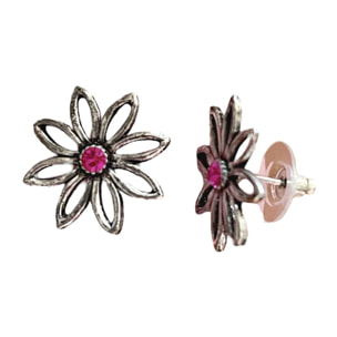 Pendiente flor cristal Sw en fuschia