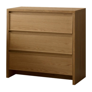 Commode Nairobi -panneau en tôle naturelle et panneau stratifié technique-couleur chêne naturel 80 x 80 x 45 cm