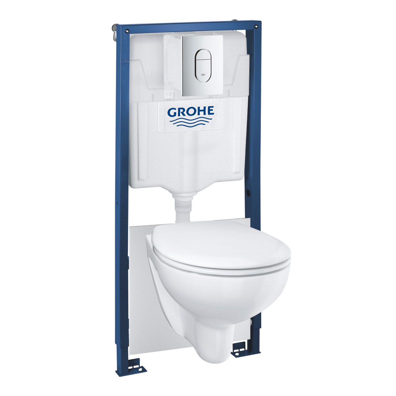 GROHE Pack Solido 5 en 1 : Rapid SL, plaque de commande, wc rimless Bau Ceramic, équerres et set d'isolation