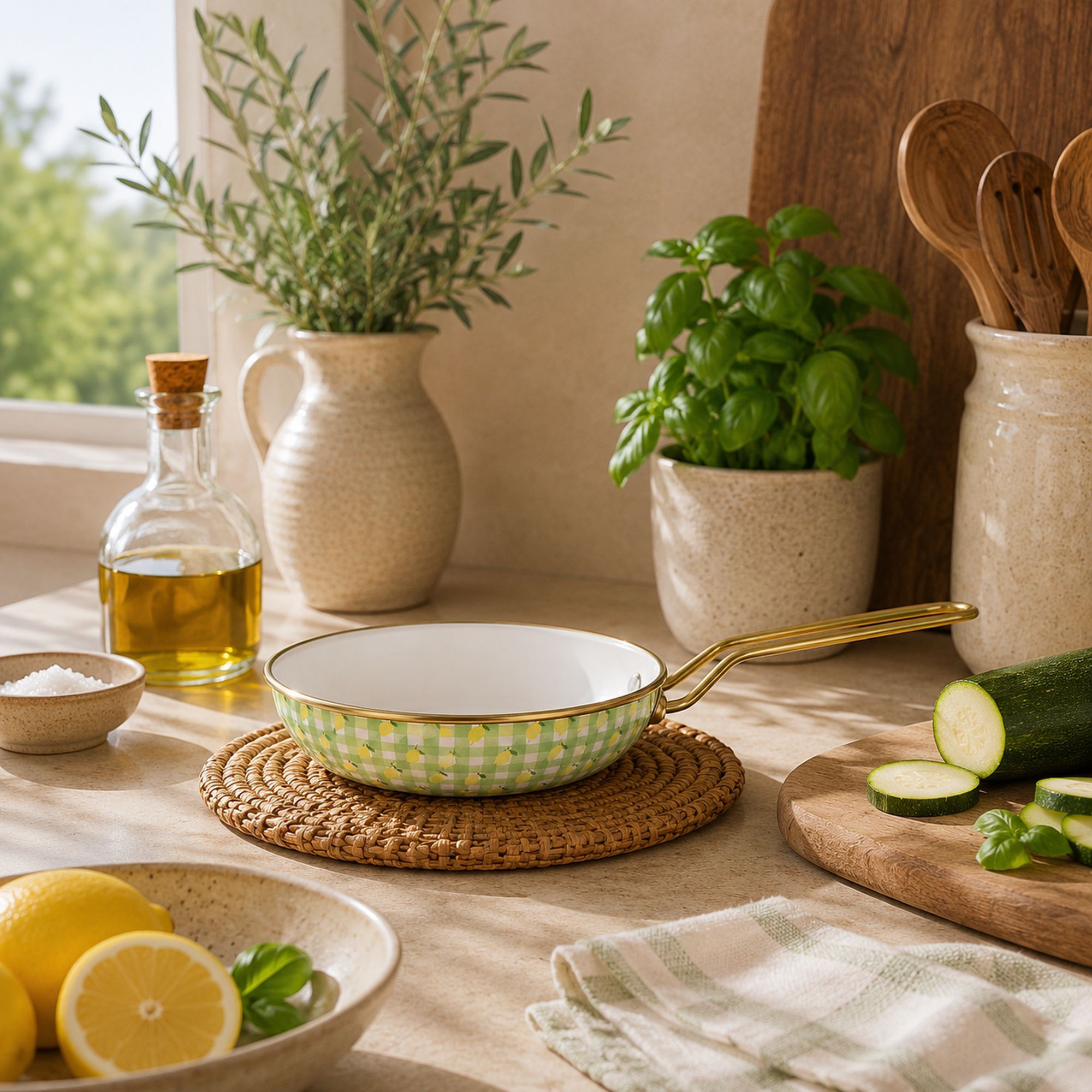 Poêle 20cm en acier émaillé avec motif citron - tous feux VICHY