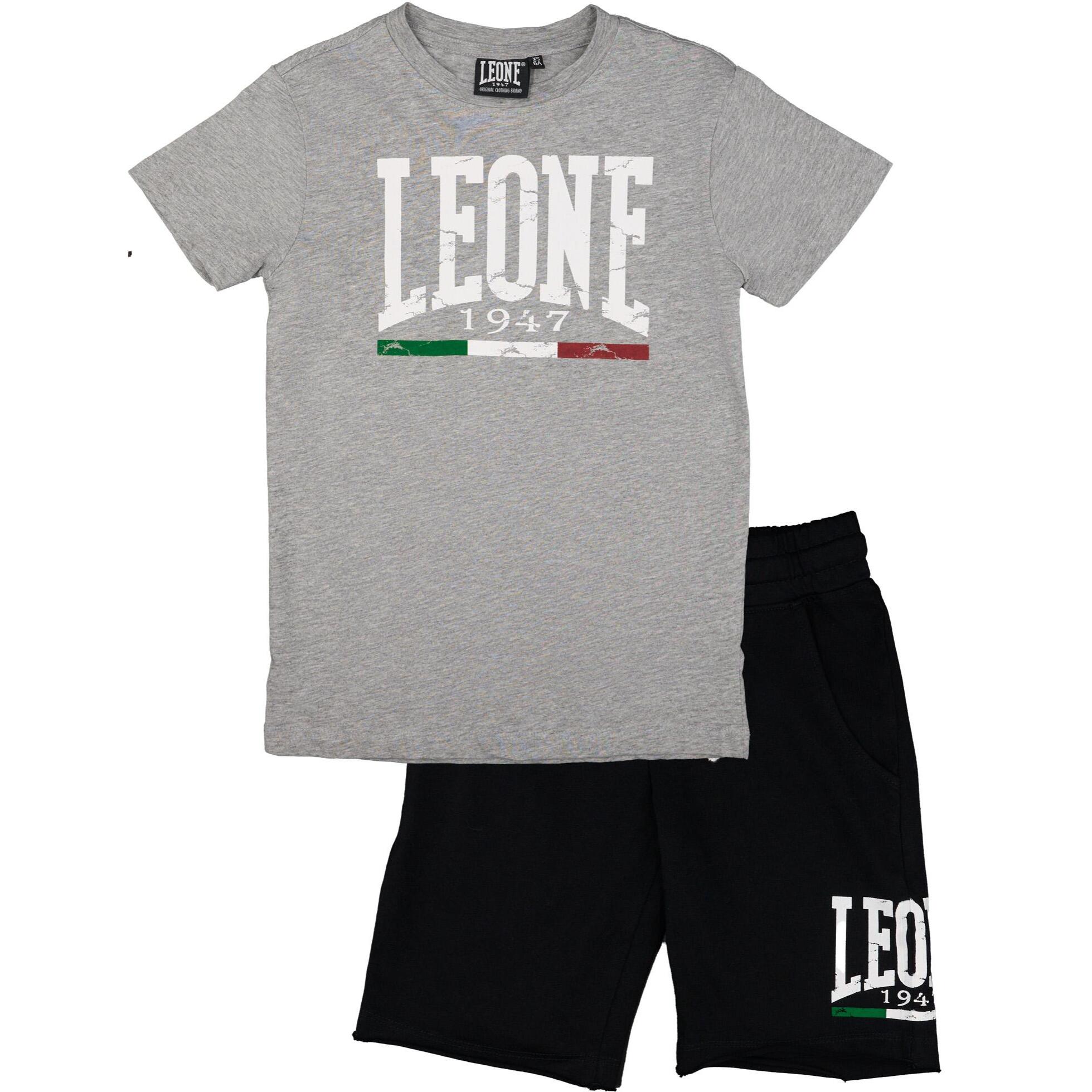 Set completo da bambino in cotone con t-shirt e pantaloncini Leone Vintage