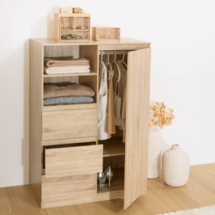 Penderie Dolo H.115cm 1 porte 3 tiroirs beige