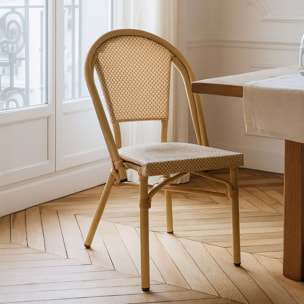 Lot de 2 fauteuils de table beige et structure en aluminium AMALFI