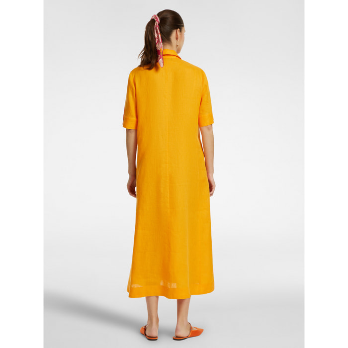 Elena Mirò - Vestido evasé de lino - Amarillo