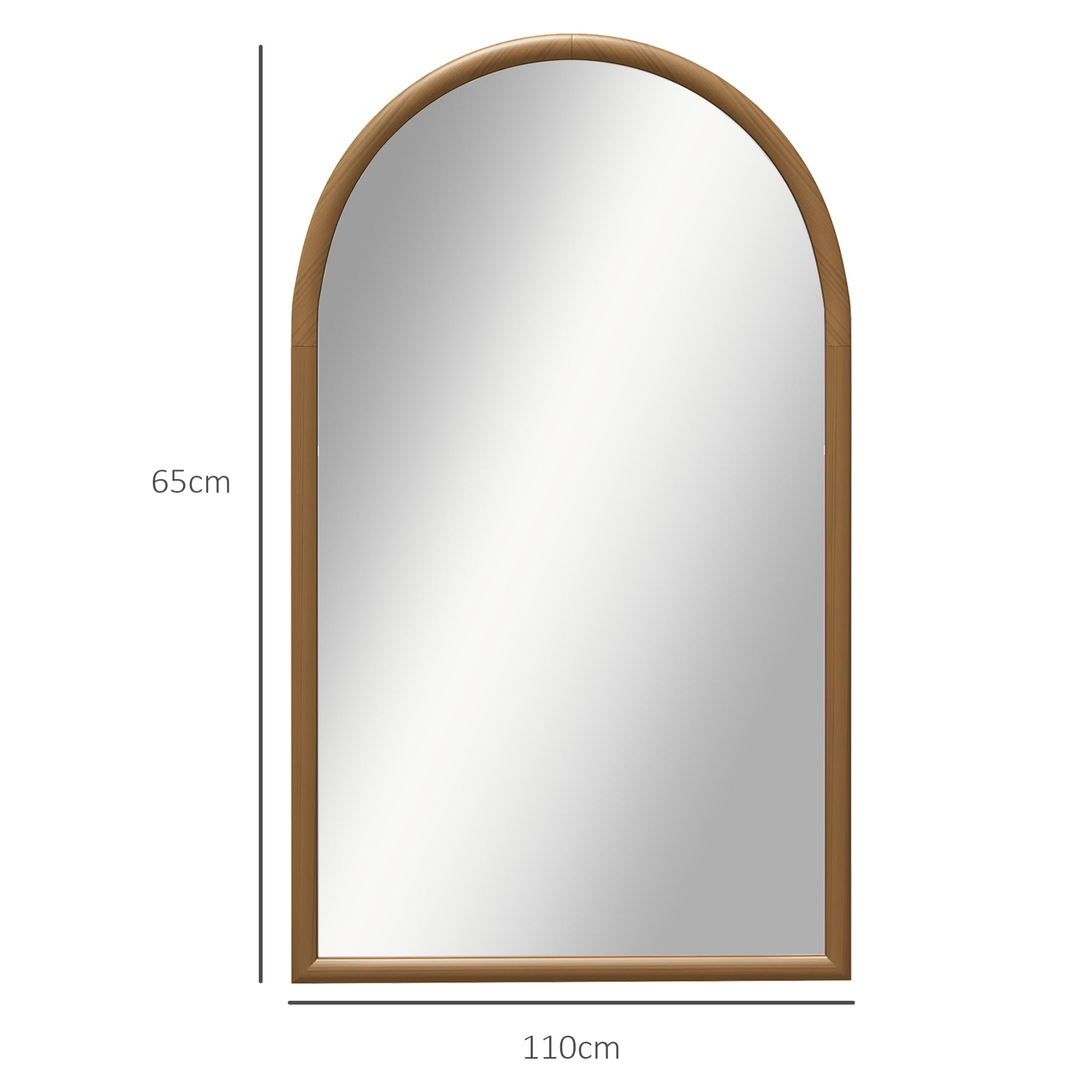 Miroir mural arche bois 110 x 65 cm brun foncé