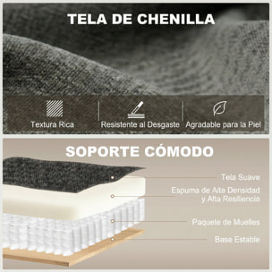 Sofá Cama 2 Plazas 3 en 1, Sofá Cama de Chenilla con Mesa Auxiliar, Portavasos, Respaldo Ajustable, Bolsillos Laterales, 2 Almohadas para Sala de Estar, Espacios Pequeños, Gris Oscuro