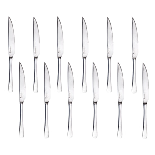 Set de 12 cuchillos de carne de acero inoxidable en acabado brillo foodies