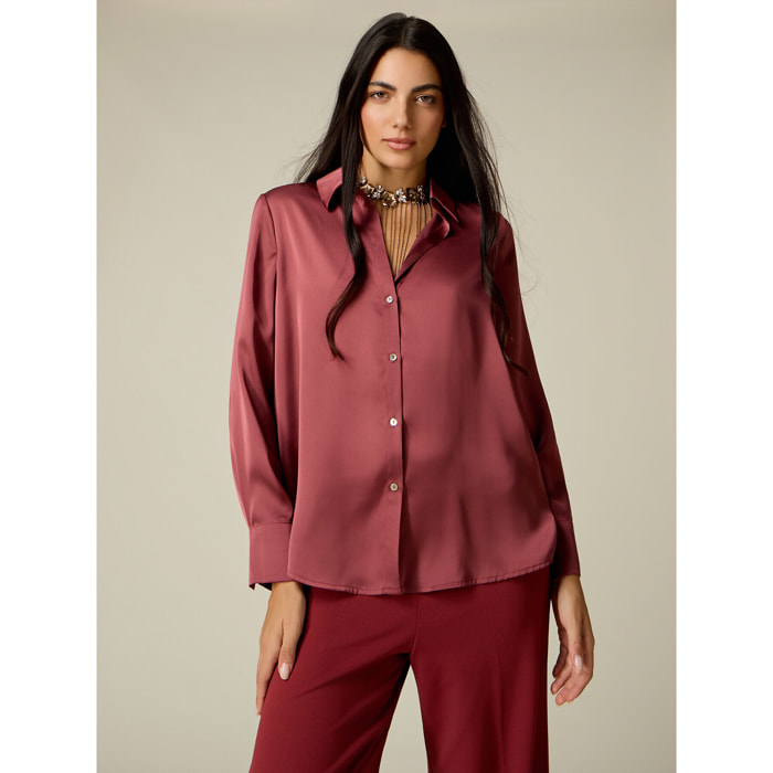 Oltre - Camisa de satén - Burgundy