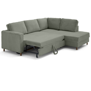 Jake - canapé d'angle droit 5 places convertible en fausse fourrure - Vert