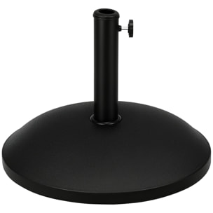Base para Sombrilla Redonda, 25 kg, Soporte de Parasol de Cemento, con Perilla, Pie para Sombrilla con Postes Ø35 mm, Ø38 mm, Ø48 mm, Fácil de Montaje, para Jardín, Patio, Terraza, Negro