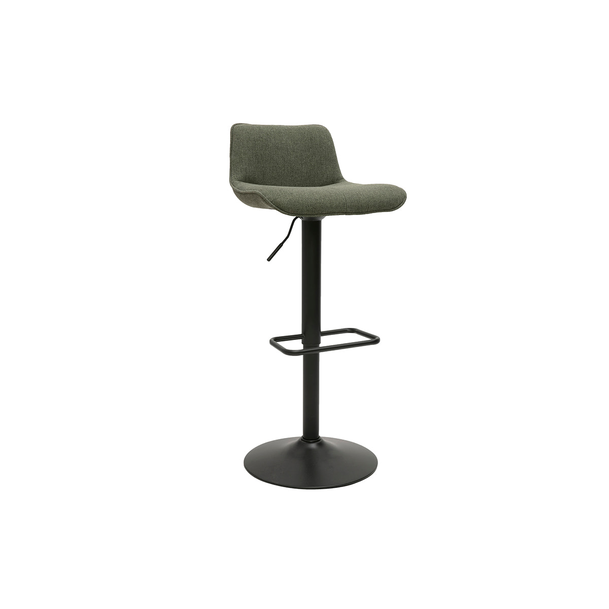 Tabourets de bar réglables pivotants 360° en tissu vert kaki et métal noir (lot de 2) BOOST