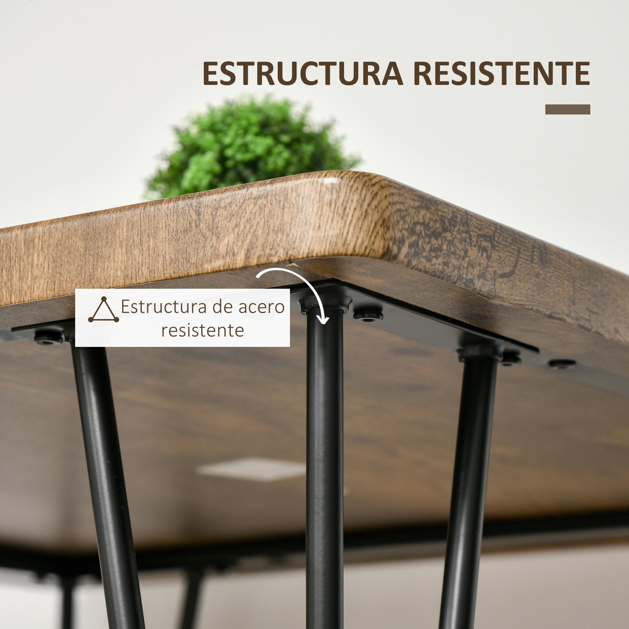 HOMCOM Conjunto de Comedor 3 Piezas Juego de 1 Mesa 74x74x76 cm y 2 Sillas 42x50x91,5 cm con Patas de Acero Estilo Moderno para Cocina Salón Interior Marrón y Negro