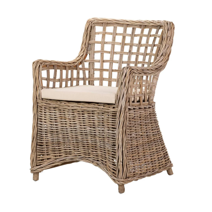 Butaca Con Cojin Ratan Natural Beige 64x62x87 Cm