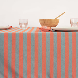Nappe en tissu jacquard Maglia rayé Orange et Eau